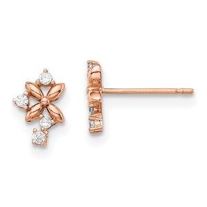 14k Madi K Children's Kids Girls Jewelry Rose Gold CZ Post Earrings